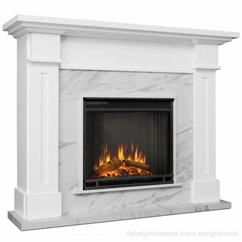 Italian Large White Marble Fireplace Surround